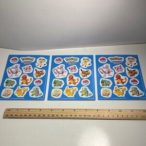 2018 scholastic Pokémon Sticker Sheets x3 Pikachu Charmander Bulbasaur Squirtle